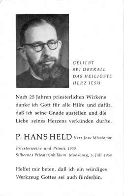 Pater Hans Held 1964, 25 Jahre Priester