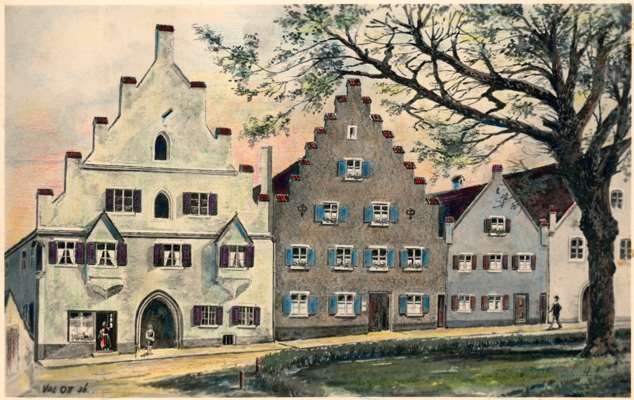 Auf dem Plan, Gotische H�user von Valentin Ott 1936