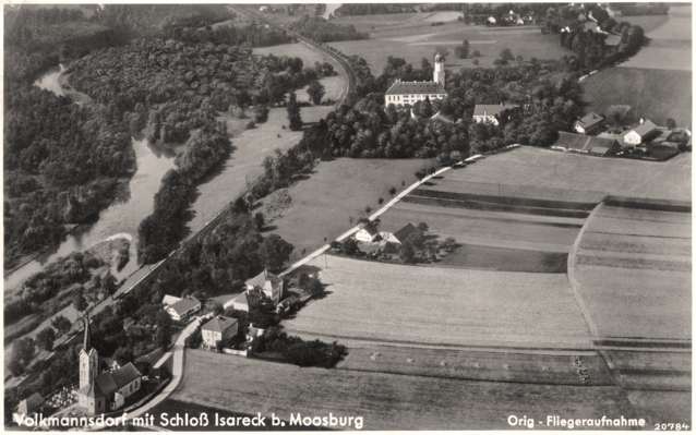 Volkmannsdorf mit Schlo� Isareck, Postkarte aus den 1930ern