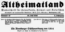 Wochenschrift ALTHEIMATLAND 1927 mit der Moosburger Sch�tzenordnung von 1514