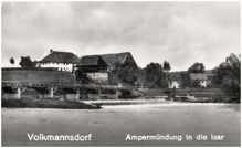 Volkmannsdorf, Amperm�ndung in die Isar, Ausschnitt Postkarte 27.02.1933