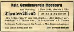 Anzeige zum Theaterabend am 11. November 1956