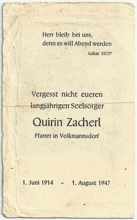 1947 - zum Abschied von Pfarrer Quirin Zacherl