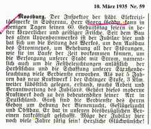 M�rz 1935 zum 60. Geburtstag von Georg Gedon