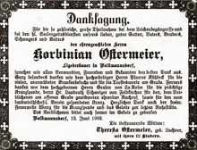 Volkmannsdorf 12. Juni 1902, Danksagung Ligeder-Bauer