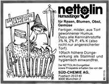 Anzeige S�d Chemie Humusd�nger Nettolin - 1980