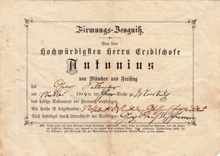 Firmungs-Zeugnis 1884, Georg Sellmaier *5. M�rz 1872 †4. Mai 1951