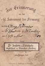 Zur Erinnerung an die Firmung 1884, Georg Sellmaier *1872 †1951