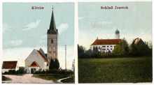 Postkarte 1915, Ausschnitt Kirche u. Schlo� Isareck