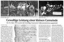 Am 16. M�rz 1913 wurde die Freiwillige Feuerwehr Volkmannsdorferau gegr�ndet