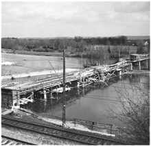Baustelle Br�cke �ber Isar und Amper, Volkmannsdorf 17.04.1955