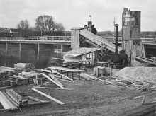 Baustelle Br�cke �ber Isar und Amper, Volkmannsdorf 17.04.1955