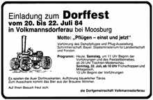 Inserat Einladung zum Dorffest Volkmannsdorferau 1984