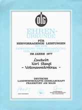 1977, DLG Ehren-Urkunde, Karl Stangl