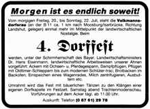 Inserat Einladung zum 4. Dorffest Volkmannsdorferau 1984