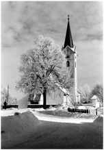 Pfarrkirche Volkmannsdorf im Winter, Ende 1950er