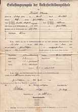 Entlassungszeugnis der Volksfortbildungsschule Maria Kn�bl (sp�ter verh. M�ller), *1906 †1978