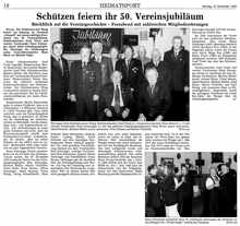 Sch�tzen feiern ihr 50. Vereinsjubil�um - 10.11.2003