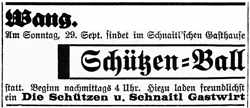 Einladung zum Sch�tzen-Ball am 29. September 1935