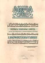 Landwirtschaftsbrief f�r erfolgreiche landwirtschaftliche Fachausbildung 1953