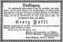 Danksagung Pfarrer Georg L�ffl *24.04.1802 †13.01.1875