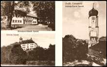 Postkarte Schlo�turm Isareck, Schlo�wirtschaft und Schlo�