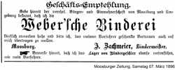Gesch�fts-Empfehlung J. Zachmeier, 07.03.1896