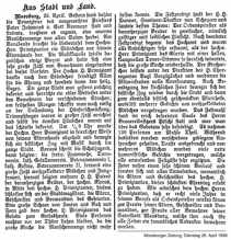 Bericht zur Primizfeier von Pater Johannes Neumayr in Moosburg am 24. April 1898