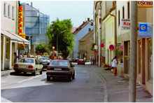 Moosburg Weingraben 1993, H�he HausNr. 5 Blickrichtung mit der Einbahnstrasse