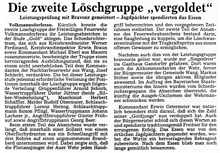 Leistungsabzeichen in Gold f�r 2. L�schgruppe der Freiwilligen Feuerwehr Volkmannsdorferau - Abnahme 16.09.1988