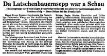 1981 Theatergruppe der FFrw. Wang:  „Der Latschenbauer Sepp auf Brautschau“ Bericht Moosburger Zeitung