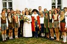 1959, Schul-Theater-Auff�hrung des M�rchenspiels Schneewittchen - mit KI coloriert