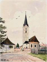 Volkmannsdorf, Aquarell von Valentin Ott 1940