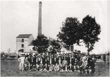 Mai 1913, Tonwerk Moosburg von A. und. M. Ostenrieder mit Belegschaft