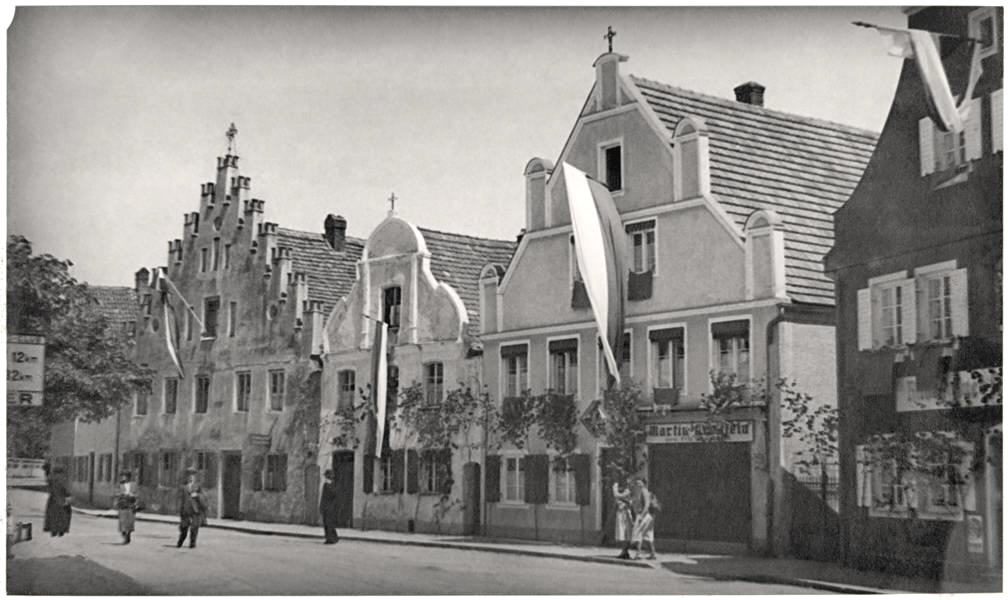 Postkarte 1934, Auf dem Gries, Blick Richtung Leinbergerstrasse